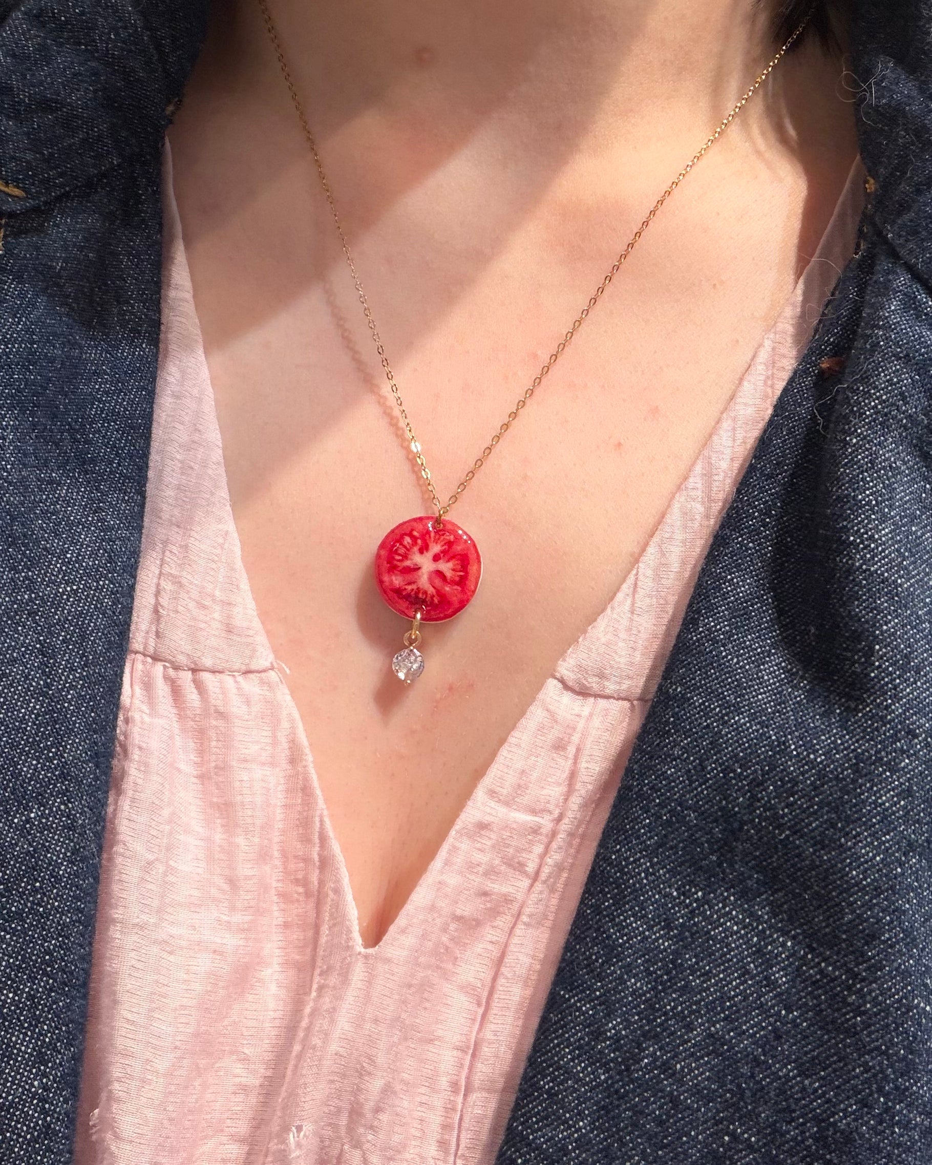 Tomato Slice Necklace