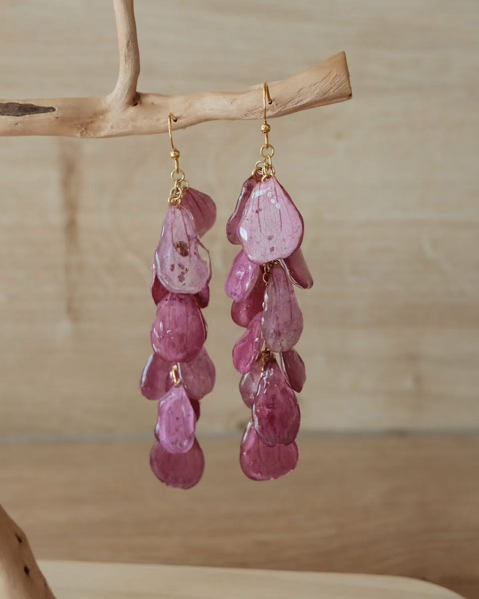 Real Chrysanthemum Petal Earrings