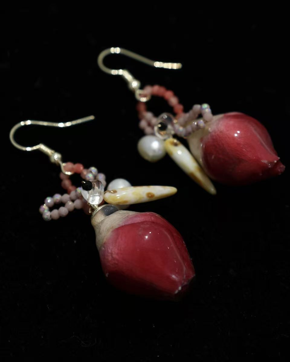 Real Rose Charm Earrings