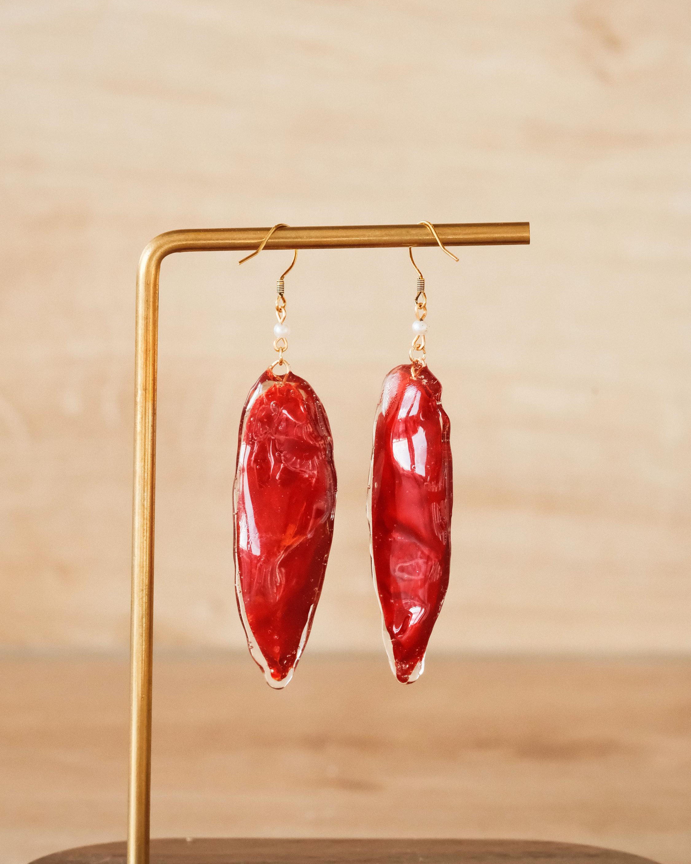 real red chili peppers ohrringe